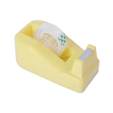 Imagem de Dispensador de fita de mesa com base antiderrapante, suporte de rolo adesivo recarregável para núcleo de 2,5 cm, material escolar de escritório - amarelo