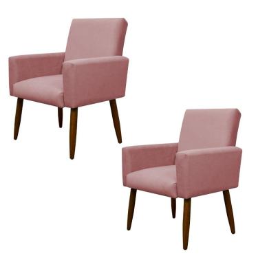 Imagem de Kit 2 Poltronas Decorativa Sala E Quarto Nina Suede Herrero Cor:rosa