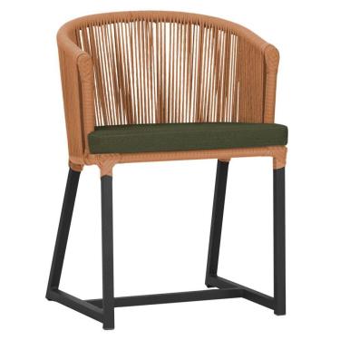 Imagem de Cadeira De Jantar Noronha Alumínio Preta E13 Trama Original Terra Cota