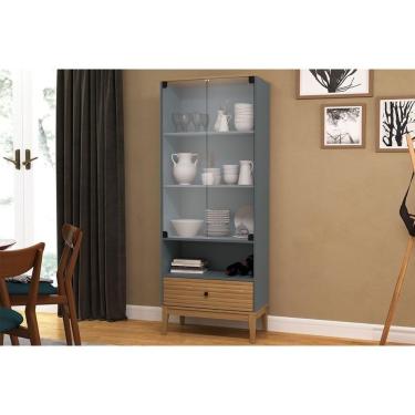 Imagem de Cristaleira Sala Jantar Mb 1057 C- 2 Portas De Vidro E 1 Gaveta Mel-petroleo - Movelbento