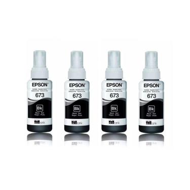 Imagem de Kit Tintas Epson 673 T673 T673120 4 Pretos Original L800 L810 L1800 L805 L850 70ml