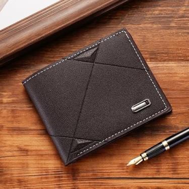 Imagem de Carteira Pequena Horizontal Masculina Estilo Coreano - Carteira Fashion com Múltiplos Compartimentos e Grande Capacidade(Marrom Escuro)