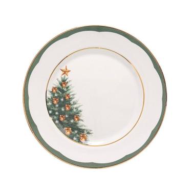 Imagem de Prato Raso Copa E Cia Aquarelle Em Cerâmica Filetado árvore De Natal