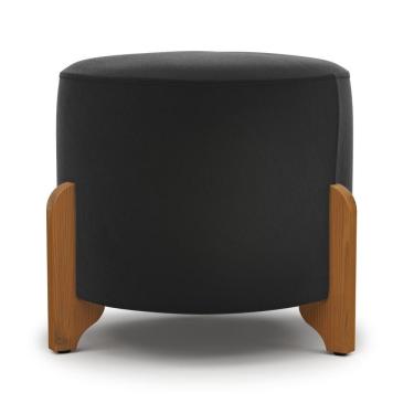 Imagem de Puff Banqueta Cancún Pés De Madeira Decorativo Veludo Império Preto