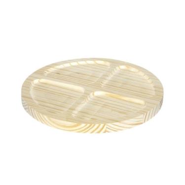 Imagem de Petisqueira Redonda De Madeira Pinus Com 4 Divisões - Stolf 24cm