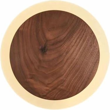 Imagem de WLHAZMWY Candeeiro de parede japonês moderno arandela ultra fino madeira de nogueira luz LED com sombra branca lâmpada de cabeceira redonda para corredor