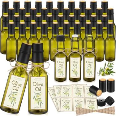 Imagem de Havawish 50 garrafas de azeite de oliva caseiras de 85 g, garrafas de vidro para molho picante com tampa de rosca à prova de vazamento, garrafa funil para armazenar azeite de oliva caseiro, Natal