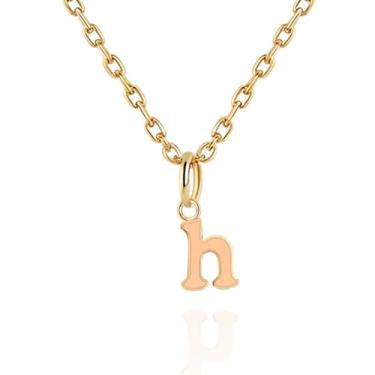 Imagem de Colares com inicial feminina, banhado a ouro 14K com letra A-Z com esmalte colorido, corrente ajustável de 45,7 a 50,8 cm - Presentes de Dia dos Namorados para ela, presentes de aniversário, presentes