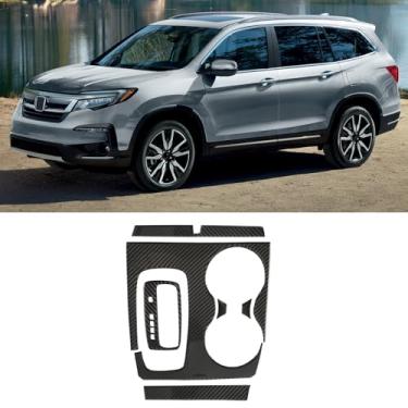 Imagem de Fancemot Painel de mudança de marchas e suporte de copo de fibra de carbono real compatível com Honda Pilot 2016-2022, acessórios adesivos de decoração de interiores