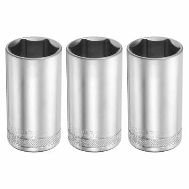 Imagem de HARFINGTON 3 peças soquete profundo de 6 pontos 1/5.1 cm Drive 32 mm Deep Metric CR-V aço polido niquelado 78 mm / 3,1" ferramenta de soquete sextavado longo para reparo de parafusos de porcas