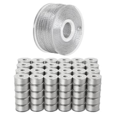Imagem de Mandala Crafts 144 Prata SA156 Bobinas pré-enroladas para máquina de costura Singer -15J SA156 Linha de bobina pré-preenchida para máquina de costura Brother e bordado