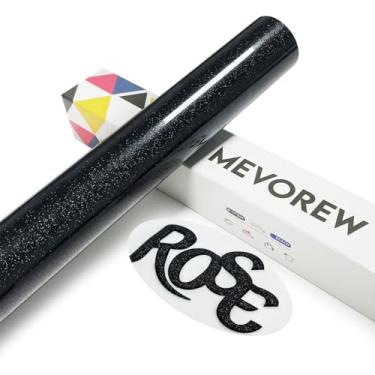 Imagem de MEVOREW Vinil de transferência de calor Puff 3D, vinil HTV de espuma de glitter preto de 30,5 cm x 1,5 m, ferro em vinil para camisetas compatíveis com Cricut Air ou Maker (preto)