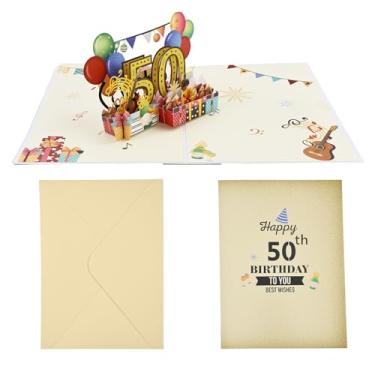 Imagem de Heran Cartão de aniversário de 50 anos para homens e mulheres, decorações engraçadas de aniversário de 50 anos, presente ideal para amigos, pais, professores, colegas, tutores e celebrações familiares