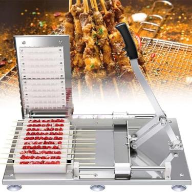 Imagem de JYXYXSCP Máquina de Kebab para churrasco, caixa para fazer kebab para churrasco, 10 furos de aço inoxidável, kit para fatiar carne de vaca