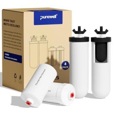 Imagem de Purewell Conjunto de elementos de purificação PF-4 e FL-2 de 8 estágios, reduz cloro e flúor, lavável e reutilizável, substituição para filtros ProOne, Berkey, Purewell e sistemas de filtro de água