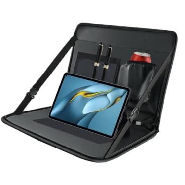 Imagem de Mesa de banco traseiro de carro | Bandeja de volante de carro | Organizador interno de mesa com suporte de telefone para viagem, escrever, comer ler