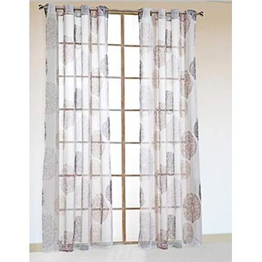 Imagem de Cortina transparente com impressão de poliéster, cortina de fio semitransparente leve penetrante e privacidade cortina macia vela - 1 painel marrom L 140 x 270 cm (55 x 106 polegadas)