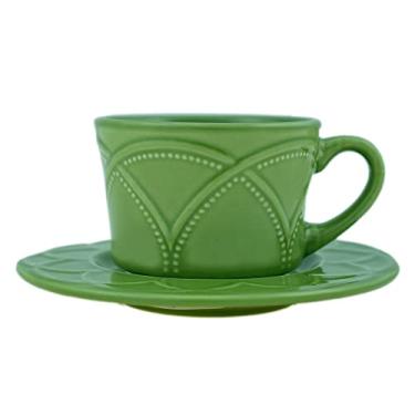 Imagem de CONJUNTO 4 XÍCARAS CAFÉ PORCELANA COM PIRES IRIS OLIVA 80ml