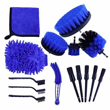 Imagem de FACAILUO Escova de broca escova de banheiro escovas de fenda limpador de carro ferramentas para painel de couro roda para assento 15 pçs/s