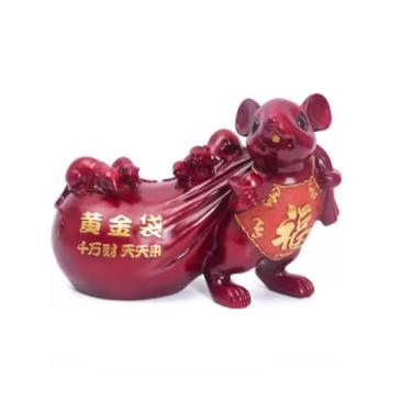 Imagem de ZABEES Cofrinho Rato Lucky Ornamentos Grande Cofrinho Decoração de Casa Artes e Artesanato Mobiliário Presente Poupança Frasco Material Resina