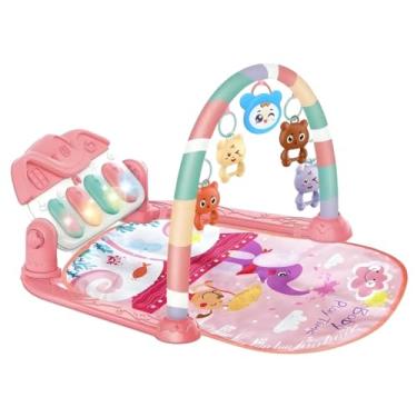 Imagem de Tapete de Atividades Musical com Piano e Arco de Brinquedos Interativos para Bebê (Rosa)