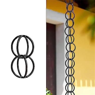 Imagem de WEBSID Desviador de calhas, correntes de chuva, corrente guia de chuva de anel para calhas, desviador de água da chuva no telhado com elo de corrente, extensão externa de calha, revestimento de pó