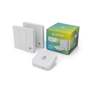 Imagem de Smart Hub e Smart Botão Positivo Casa Inteligente - Bluetooth - 3 Botões com Funções Programáveis - 2 Baterias CR2032