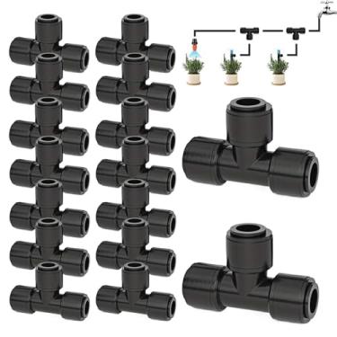 Imagem de Camiseta de irrigação por gotejamento | Conectores T farpados duplos | Vedação dupla rápida com anel O acessórios de jardim para irrigação de culturas gramado jardim frutas chuva estufa