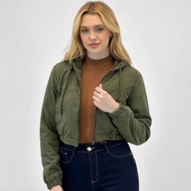 Imagem de Jaqueta Blue Rose Cropped em Tecido com Capuz Feminina-Feminino