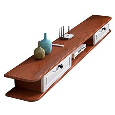 Imagem de Prateleira de parede prateleira flutuante armário de TV montado na parede caixa set-top box foto troféu brinquedo prateleira de exibição de fundo de TV prateleira de decoração de parede suporte de TV