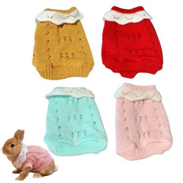 Imagem de Fantasia de coelho 4 peças: suéter de inverno quente e fofo para festas, dramatização, sessões de fotos e fantasias adequado para coelhos, porquinhos-da-índia, furões e outros animais pequenos (2GG)