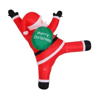 Imagem de Baoblaze Papai Noel inflável de 3 metros para decoração de jardim, fotos e decoração natalina. Inclui sacola de presentes e é perfeito para pendurar em