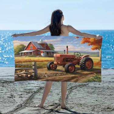 Imagem de hongjinglin Toalha de praia absorvente de secagem rápida, caminhão agrícola, retrô, de microfibra, leve, toalhas de banho macias sem areia para praia, natação, banheiro, chuveiro, acampamento, viagem