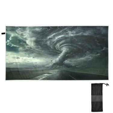 Imagem de ATTX Toalha de praia Tornado 79 x 188 cm - Cobertor de microfibra leve de secagem rápida e resistente à areia para piscina, ioga, academia e viagens | Esportes de banho de natação multiuso #525