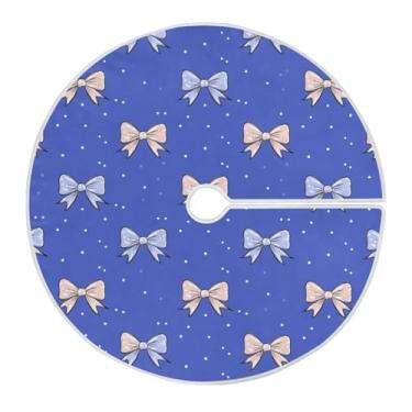 Imagem de Blueangle Saia de árvore de Natal com bolinhas azuis de 119,9 cm - poliéster macio e resistente a rugas, decoração de férias para festas de Natal, árvore festiva e decoração de casa (665)