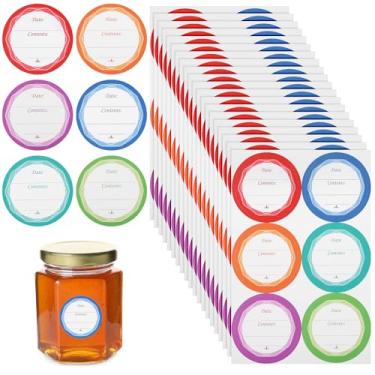 Imagem de XLIUAX 20 etiquetas de tampa de pote de pedreiro, 120 peças de etiquetas removíveis para conservas florais redondas adesivas para recipientes de alimentos, potes de conserva de vidro, recipientes de