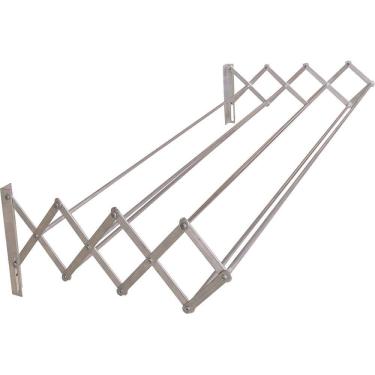 Imagem de Varal de Parede Sanfonado Alumínio 1m Botafogo - Prata