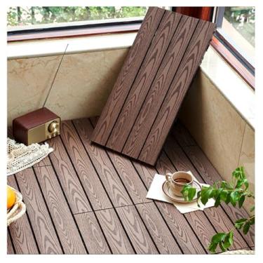Imagem de SPXMQSS Azulejos para decks, azulejos de piso compostos, azulejos de convés interligados para exterior interior pátio jardim varanda terraço fácil de instalar 30 x 60 x 2,3 cm G 18 peças