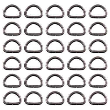 Imagem de Swpeet 150 piezas de anillos en D semicirculares de metal negro de 20 