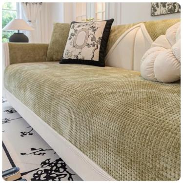 Imagem de SPXMQSS Capas de sofá para sofá, capa de sofá seccional, macia de chenille, capa de sofá de 1/2/3/4 lugares, protetor de móveis em forma de L, capa universal antiderrapante C 90 x 210 cm