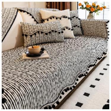 Imagem de SPXMQSS Capa de sofá antiderrapante, capa de sofá de chenille macia de 1/2/3/4 lugares, capa de sofá universal em forma de L lavável protetor de móveis C 90 x 260 cm