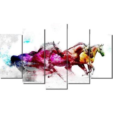Imagem de quadros decorativo 5 peças mod cavalos Aquarela - autopc 3mm