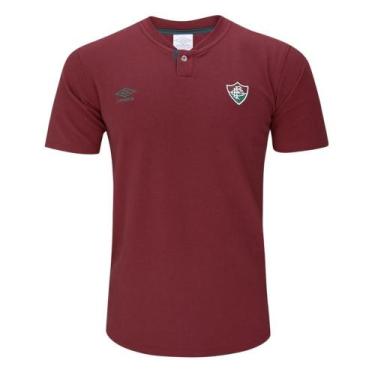 Imagem de Camisa Polo Umbro Fluminense Viagem 2024/25 Masculina - Bordô PP, Verm