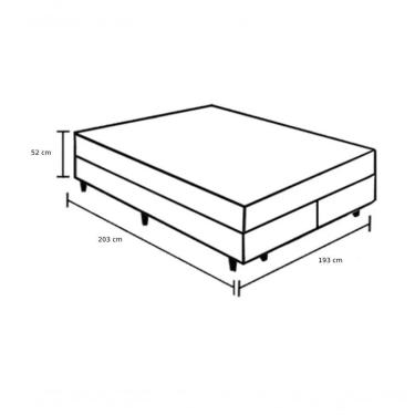 Imagem de Cama Box King 193 Tecido Sintetico Preto Com Colchão Espuma D20 - Tampo Preto 12 Cm