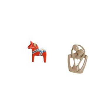 Imagem de Fenteer Escultura Colecionável de Cavalo Sueco Da Dalekarlian para Decoração de Estante, Armário de Entrada, Casa Ou Escritório. Estatueta Abstrata de Casal E