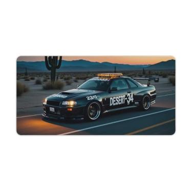 Imagem de HouLaiZhe R34 Desert Highway Speed Cool JDM Gaming Mouse Pads JDM Car Desk Pads Grandes Mousepads para teclado de mesa Tapete de computador 30 x 60 cm
