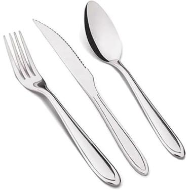 Imagem de Conjunto de Talheres em Aço Inox, 36 Peças, 12 Garfos, 12 Facas, 12 Colheres, Polido, para Restaurantes e Uso Doméstico