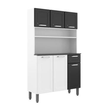 Imagem de Cozinha de Aço Compacta 6 Portas 1 Gaveta D. Maria Bertolini, Preto/Br