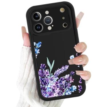 Imagem de FBHGLOA Capa para iPhone 17 Pro Max 16,9 polegadas estética flor lavanda capa de telefone capa de luxo padrão floral menina capa completa proteção para lente de câmera à prova de choque macio fino TPU
