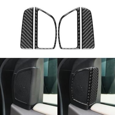Imagem de GDFJGD Fibra de carbono compatível com Ford Focus C346 ST/RS/S/SE/SEL/titânio 2012 2013 2014 2015 2016 2017 2018 acessórios carro interior A-pillar capa de buzina adesivo decalque 4 peças